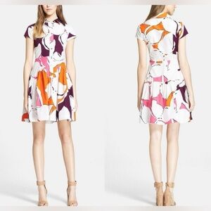 Diane von Furstenberg "Scarlet" floral print cotton shirtdress in a multi-color.
